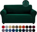 Joccun Christmas Stretch Loveseat Couch Cover Slipcover, 1-Piece Sofa Cover for 2 Cushion Couch Spandex Jacquard Washable Furniture Protector Cover for Living Room,Kids,Pets（Loveseat,Hunter）