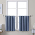 Simplebrand Ava Denim Short 24 Inches Blackout Curtain 2 Panels Set, Half Window Rod Pocket Privacy Curtain Tiers for Kitchen, Curtains Blackout for Bathroom Shades, W30 x L24 Inch, Denim