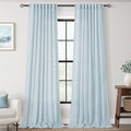 Sky Blue Curtains 108 inch Length for Bedroom Back Tab Light Filtering Semi Sheer Blue Living Room Curtains Linen Cotton Textured Drapery Panel Aesthetic Decor Light Blue 52x108