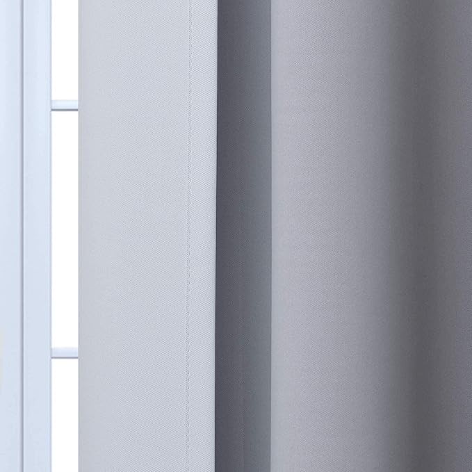 Yakamok Light Blocking Ombre Curtains, Greyish White and Black Gradient Color Curtains, Room Darkening Grommet Window Drapes for Bedroom(Black, 42x72 Inch, 2 Panels)