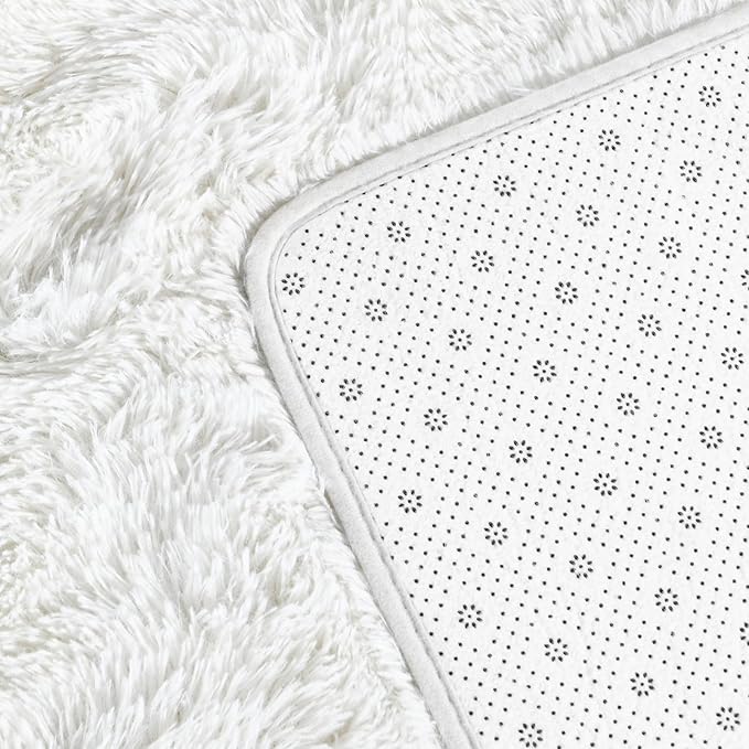 Large Shag Area Rugs 5 x 8, Plush Fuzzy Rugs for Living Room, Ultra Soft Fluffy Furry Rug for Bedroom, Indoor Carpet Nursery Rugs for Kids Room Home Decor, White