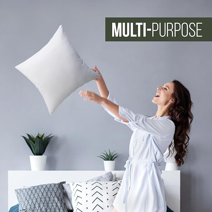 Utopia Bedding Throw Pillows (Set of 1, White) – 20 x 20 Inches Down Alternative Pillows for Bed, Sofa, and Couch - Fluffy Decorative Stuffer Pillow for Indoors & Outdoors