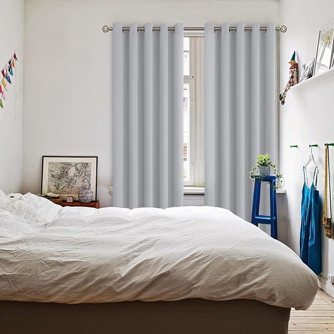 BGment Room Darkening Curtains 84 Inches Long - Grommet Thermal Insulated Drapes Window Treatment Curtains for Bedroom, 2 Panels, 70 x 84 Inch, Light Grey