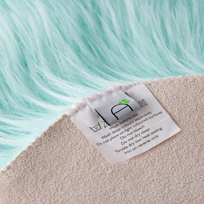 Ashler faux fur rug, Fluffy Shaggy Area Rug Ultra Soft 3 x 3 Feet Round Fur Rug, Turquoise Fuzzy Rug Machine Washable Shag Rug, Nursery Decor Throw Rugs for Bedroom, kids room, Living Room