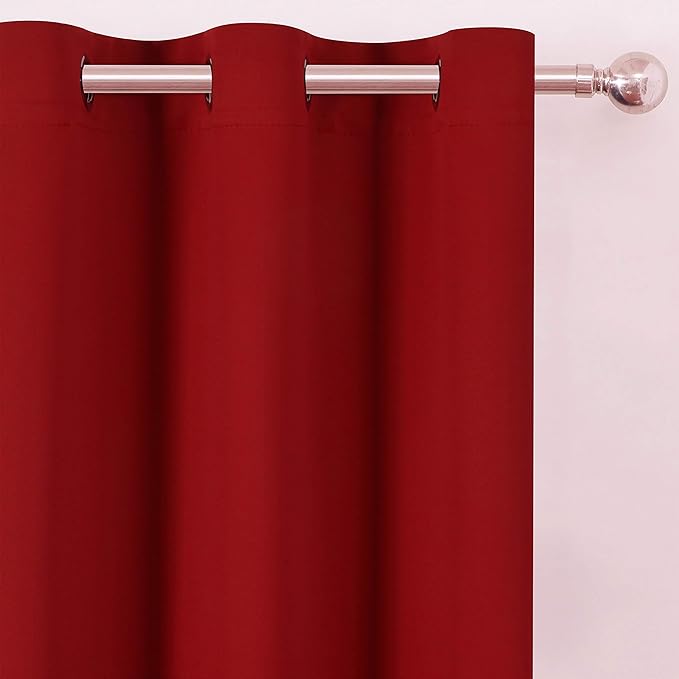 LEMOMO Blackout Curtains 66 x 84 inch/Red Curtains Set of 2 Panels/Thermal Insulated Room Darkening Bedroom Curtains