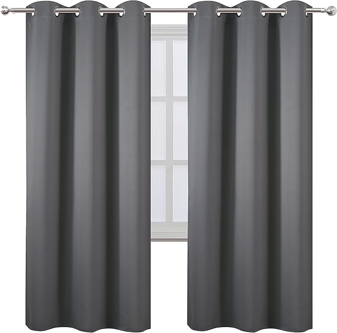 LEMOMO Grey Thermal Blackout Curtains/42 x 72 Inch/Set of 2 Panels Room Darkening Curtains for Bedroom