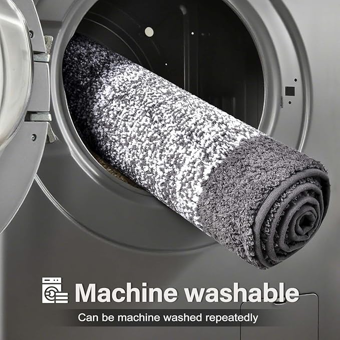 Bathroom Rugs 24x17 Non Slip Washable, Grey Bath Mat for Bathroom Floor Tub, Soft Absorbent Quick Dry Mats for Shower, Bathtub,Home Decor