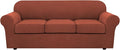 H.VERSAILTEX 4 Piece Stretch Sofa Covers for 3 Cushion Couch Covers for Living Room Furniture Slipcovers (Base Cover Plus 3 Seat Cushion Covers) Upgraded Thicker Jacquard Fabric (Sofa, Rust)