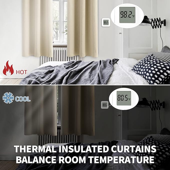 BGment Room Darkening Curtains 84 Inches Long - Grommet Thermal Insulated Drapes Window Treatment Curtains for Bedroom, 2 Panels, 52 x 84 Inch, Beige