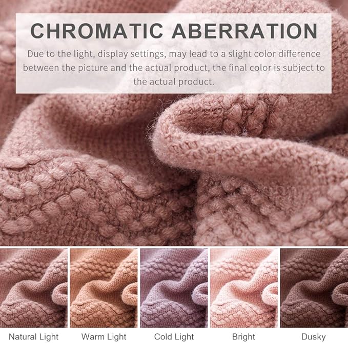 BOURINA Coral Pink Throw Blanket 50 x90 Inches Textured Solid Soft Sofa Throw Bed Runner Knitted Decorative Blanket
