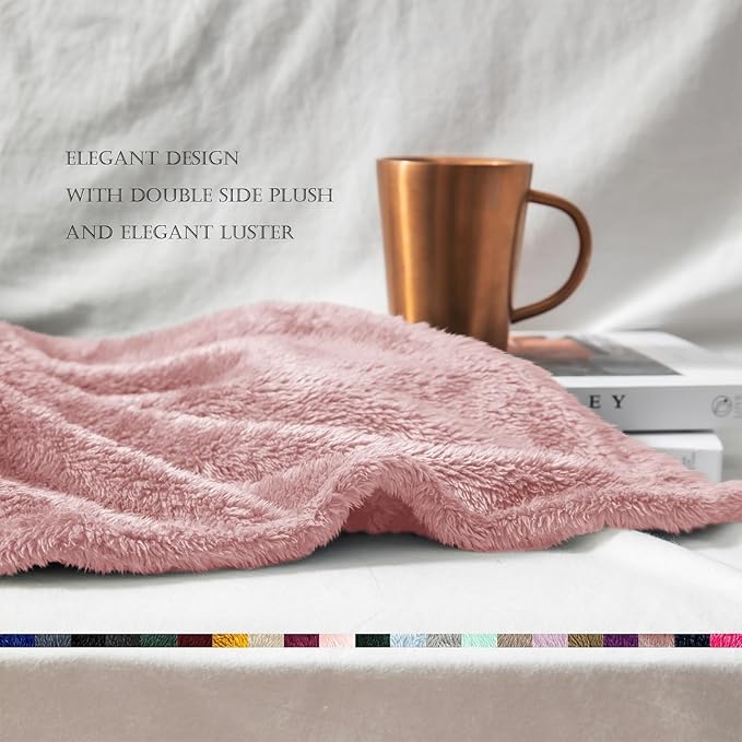 Exclusivo Mezcla Plush Fuzzy Fleece Throw Blanket Extra Large, Super Soft, Fluffy and Warm Blankets for Couch, Bed, All Season Use (50x70 Inches, Pink)
