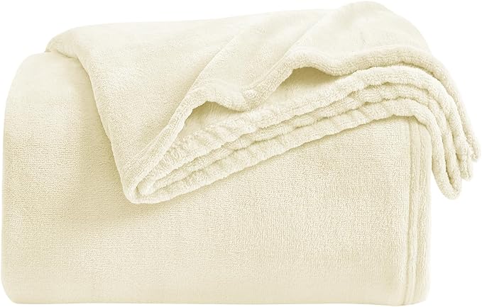 KMUSET Cream Fleece Blanket Twin Size - Lightweight Super Soft Cozy Bed Blanket Microfiber 60 x 80 inches