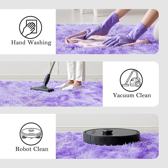 Rugs for Living Room 5x8, Alfombras para Salas Shag Large Plush Soft Area Rug, Shaggy Carpets for Bedroom, Kids Boys Girls Home Decor Aesthetic (Purple Starry, 5x8 Feet)