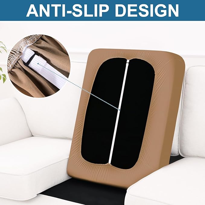Smiry Printed Couch Cushion Covers, Stretch Soft Couch Covers for Sofa, Washable Non-Slip Sofa Slipcover Furniture Protector for Indoor and Outdoor (1 Pack, Camel)