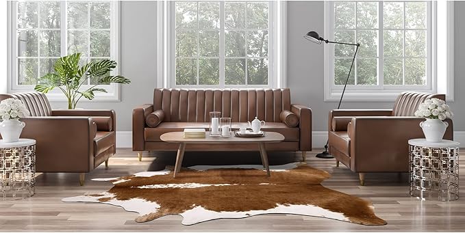 AROGAN Faux Cow Print Rug Large (6ft x 7ft) - Cow Print Area Rug with No-Slip Backing, Large Animal Skin Rugs for Living Room, Offfice, Room Decor, Brown