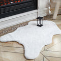 ThreadGlobe Fluffy Faux Rabbit Fur Rug 2'x3', Ultra Soft & Non-Slip Small Rugs for Bedroom, Living Room, Nursery, No Shedding Machine Washable Rug, White, 2x3 Ft