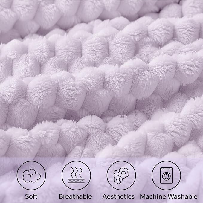 BEDELITE Fleece Blanket - 3D Jacquard Decorative Lavender Fog Throw Blankets for Couch & Bed, Soft and Cozy Warm Plush Fluffy Blanket All Seasons Suitable, 50x60Inches