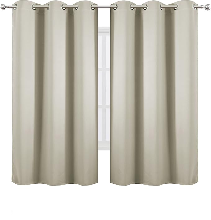 LEMOMO Light Beige Thermal Blackout Curtains/38 x 63 Inch/Set of 2 Panels Room Darkening Curtains for Bedroom