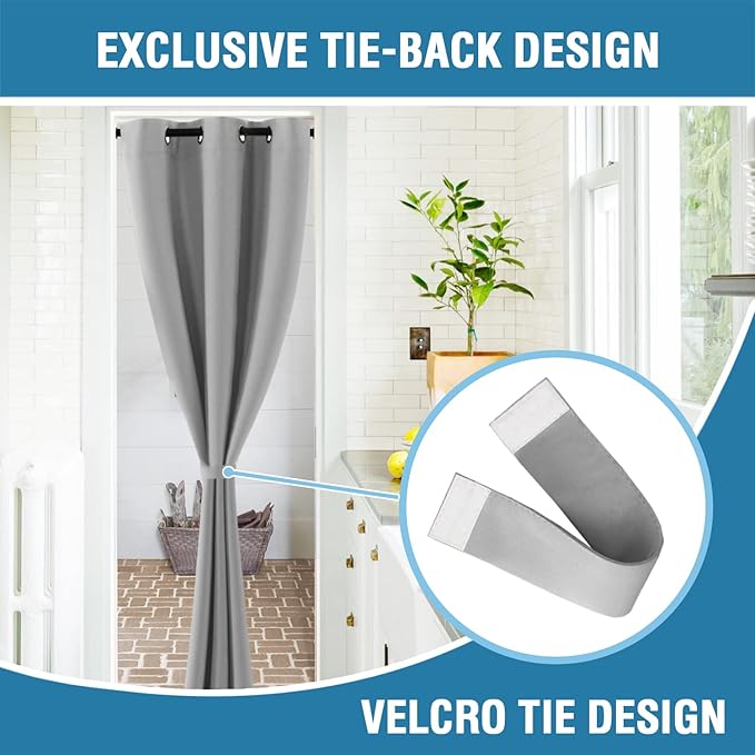 H.VERSAILTEX Doorway Curtain Blackout Closet Door Curtain Room Divider Window Treatment Curtain for Bedroom Thermal Insulated Privacy Drape Soundproof Grommet, 42 x 80 inches, 1 Panel, Dove Grey