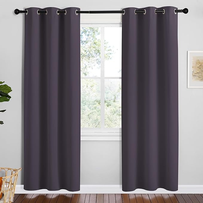 NICETOWN Greyish Purple Blackout Curtains 72 inches Length for Play Room, 2 Panels, 34" Wide, Thermal Insulated Decoration Drapes for Window