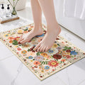 Area Rugs 24x17 Inch Home Decor Entry Rug, Small Door Mat Bath Mats for Bathroom, Ultra-Thin Non Slip Floral Rug Low Pile Tub Mat for Sink Shower Doorway Tub Kitchen Sink(2 x 1.4 ft, Beige)