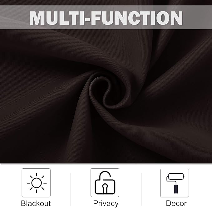 NICETOWN Kitchen Blackout Window Treatments Curtains - Eyelet Top Home Fashion Blackout Curtains Tailored Panels (Double Panels, W42 x L36 inches 1.2 inches Header, Toffee Brown)