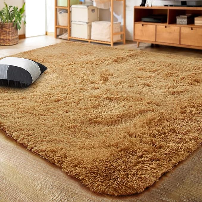 LOCHAS Ultra Soft Indoor Modern Area Rugs Fluffy Living Room Carpets for Children Bedroom Home Decor Nursery Rug 3x5 Feet, Khaki