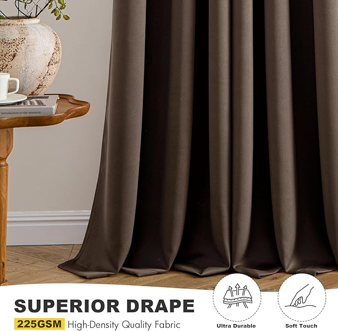 MIULEE Chocolate Brown Blackout Curtains - Bedroom Window Treatment Curtains Thermal Insulated Room Darkening Drapes for Living Room Kitchen Grommet Drapery, 40 x 54 Inches Long, 2 Panels