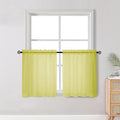 OWENIE Short Lemon Sheer Curtains 30 Inch Length 2 Panels Set, Kitchen Curtains Tiers Light Filtering Rod Pocket Cafe Curtain for Basement Bathroom Small Half Window, 42" W x 30" L, Lemon