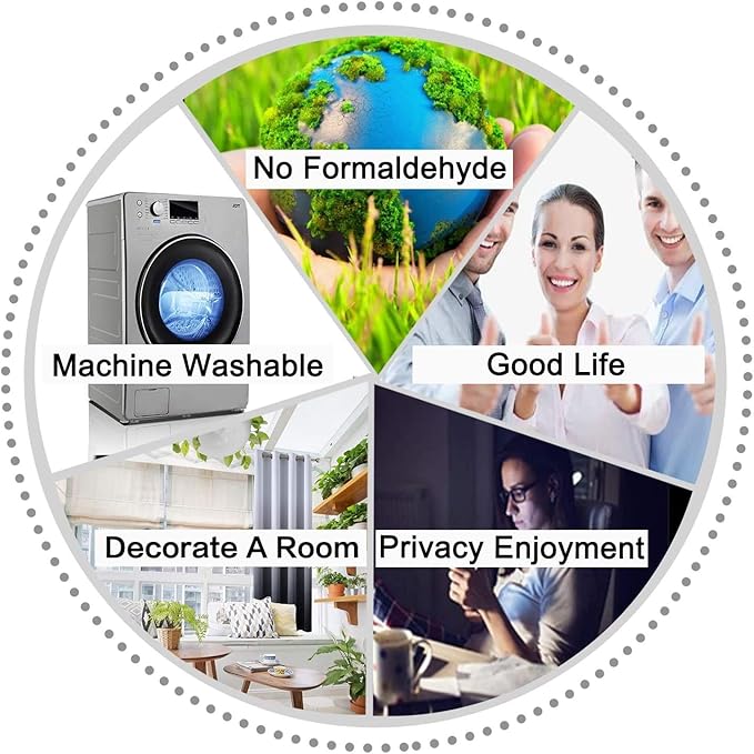 SimpleHome Ombre Room Darkening Curtains for Living Room, Light Blocking Gradient Blue to Greyish White Thermal Insulated Grommet Window Curtains/Drapes for Bedroom, 2 Panels, 52x96 inches Length