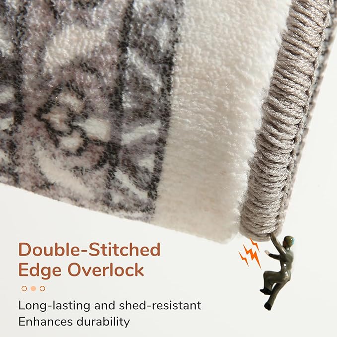 OPPODREAM Soft 10x14 Area Rugs, Washable Rugs 10x14 with Non Slip Backing, Low-Pile Faux Cashmere 10 x 14 Carpet, Brown