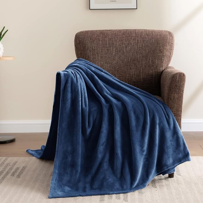 BEDELITE Fleece Blanket Full Size Navy for Couch & Bed, Luxury Plush Cozy Fuzzy Blanket 84" x 90", Super Soft Warm Lightweight Throw Blanket for Travel Camping