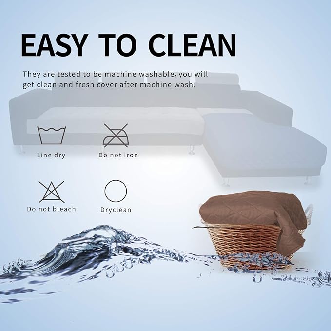 Easy-Going Sectional Couch Covers for Dogs L Shape Sofa Cover Reversible Sofa Slipcover Chaise Lounge Cover Furniture Protector Cover for Pets Dog Cat (42 x 52 inches, Brown/Brown)