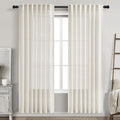 Cream Linen Curtains 80 inch Length for Bedroom Back Tab Light Filtering Privacy Sheer Curtains Modern Farmhouse Coastal Decor Cream Cotton Textured Gauze Curtain 2 Panel Set 52x80