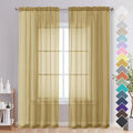 OVZME Gold Sheer Curtains 84 Inches Long 2 Panels - Soft Light Filtering Window Sheer Panels for Living Room/Bedroom, Top Dual Rod Pocket, 1 Pair, Each 42Wx84L Inches