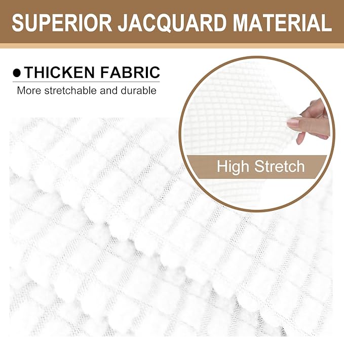 U-NICE HOME Stretch Futon Cover Armless Bed Slipcover - Soft Jacquard Fabric Washable for Pet Friendly, Ivory White