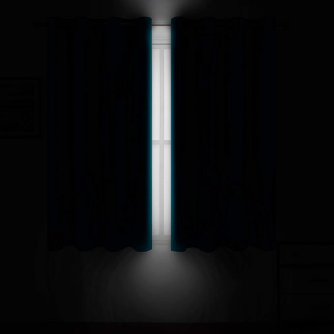 LEMOMO Teal Blackout Curtains 66 x 63 Inch Length/Set of 2 Curtain Panels/Thermal Insulated Room Darkening Blackout Curtains for Bedroom