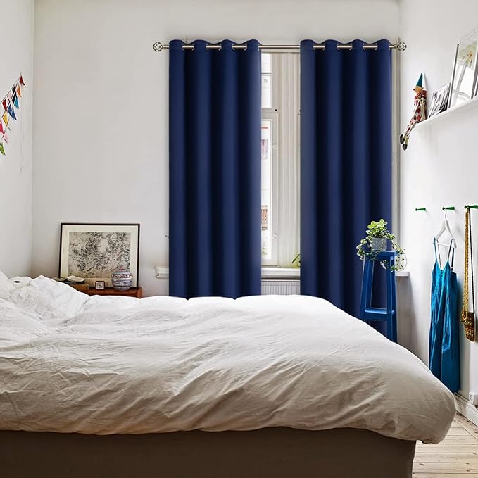 BGment Blackout Curtains - Grommet Thermal Insulated Room Darkening Bedroom and Living Room Curtains, Set of 2 Panels (52 x 108 Inch, Navy)