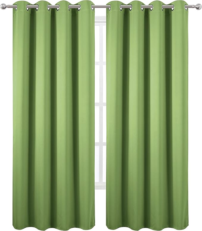 LEMOMO Blackout Curtains 66 x 84 inch/Light Green Curtains Set of 2 Panels/Thermal Insulated Room Darkening Bedroom Curtains