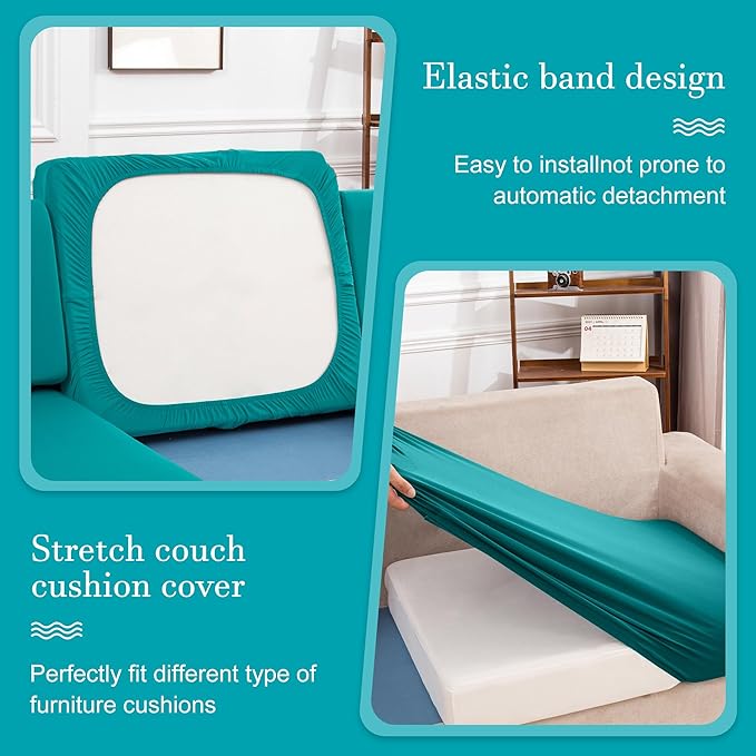 12 Pcs Stretch Patio Cushion Covers,Outdoor Couch Covers Replacement,Outdoor Couch & Sofa Slipcovers,for Patio Furniture Cushion Covers,Washable Reusable Furniture Protector (Peacock Blue,Cover Only)