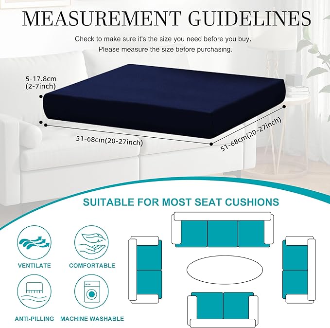 12 Pcs Stretch Patio Cushion Covers,Outdoor Couch Covers Replacement,Outdoor Couch & Sofa Slipcovers,for Patio Furniture Cushion Covers,Washable Reusable Furniture Protector(Navy Blue,Cover Only)