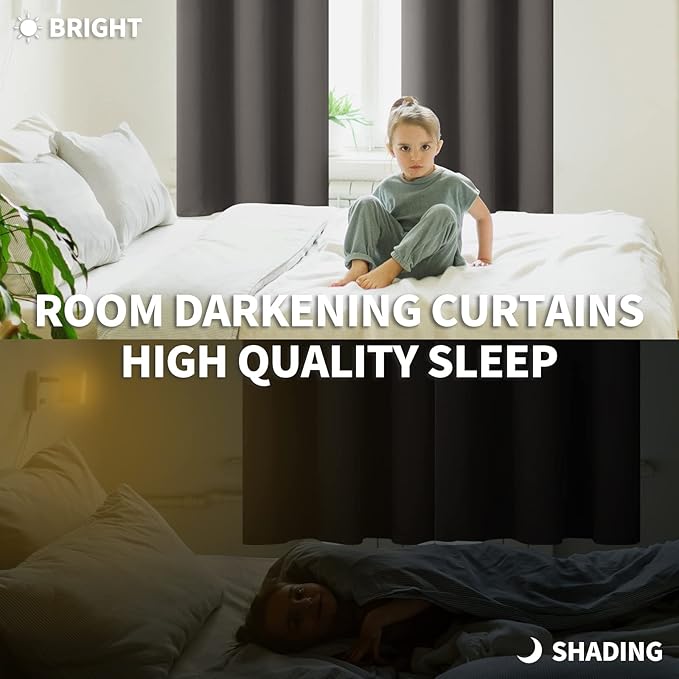 BGment Blackout Curtains for Bedroom - Grommet Thermal Insulated Room Darkening Curtains for Living Room, Set of 2 Panels (42 x 72 Inch, Grey)