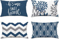 Hexagram Geometric Blue Pillow Covers 12x20 Set of 4, Decorative Outdoor Boho Modern Throw Pillow Covers, Home Sweet Home Farmhouse Cushion Case for Couch Sofa Bedroom Indoor Decor(No Insert)