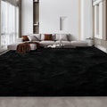 Large Shag Area Rugs 10 x 14, Tie-Dyed Plush Fuzzy Rug for Living Room, Ultra Soft Fluffy Furry Rugs for Bedroom, Anti-Skid Indoor Carpet Nursery Rugs for Kids Room Home Decor, Black