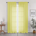 OWENIE Sheer Lemon Curtains for Bedroom Living Room 78 Inches Long 2 Panels Set, Soft Solid Light Filtering Sheer Curtain Rod Pocket Clear Drapes for Window Sliding Door, Lemon, Each 42 x 78 Inch