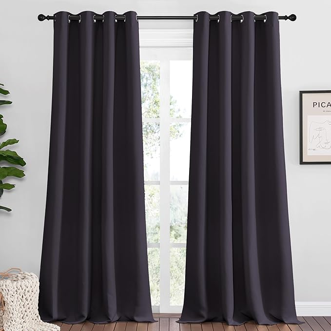 NICETOWN Greyish Purple Blackout Curtains 120 inches Length for Living Room, 2 Panels, 55" Wide, Thermal Insulated Long Drapes for Large Window