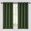 NICETOWN Dark Green Curtains for Bedroom, Grommet Blackout Window Treatments Faux Silk Room Darkening Thermal Window Treatments for Kids Room, 2 Panels, W52 x L63