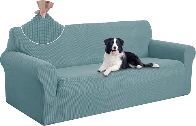 U-NICE HOME Stretch Couch Cover Sofa Cover Sofa Slipcover Furniture Protector for 4 Cushion Couch Sofa Pet Friendly(Oversized Sofa, Light Blue)