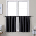 Simplebrand Ava Black Short 30 Inches Blackout Curtain 2 Panels Set, Half Window Rod Pocket Privacy Curtain Tiers for Kitchen, Curtains Blackout for Bathroom Shades, W30 x L30 Inch, Black