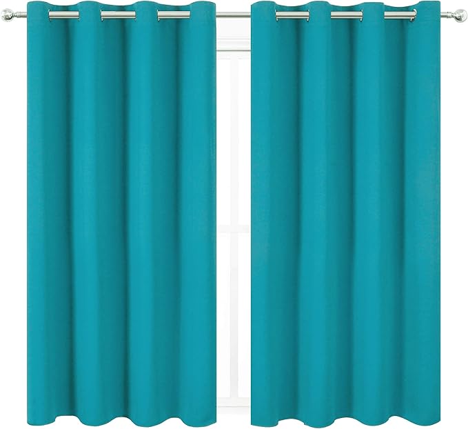 LEMOMO Turquoise Thermal Blackout Curtains/52 x 72 Inch/Set of 2 Panels Room Darkening Curtains for Bedroom